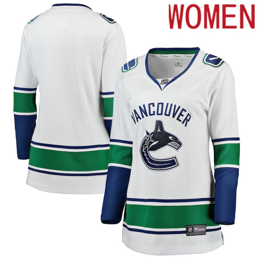 Women Vancouver Canucks Fanatics Branded White Away Breakaway NHL Jersey->women nhl jersey->Women Jersey